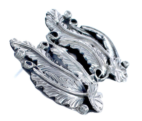 Native American Sterling Silver Flower And Leaf Post Earrings BX120132